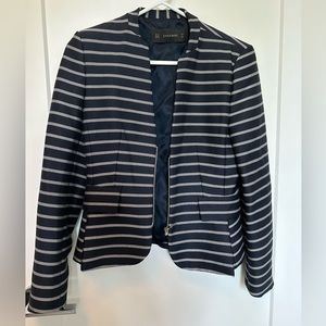 Zara Navy striped blazer with zippers